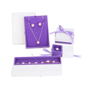 Custom Boxes Purple Manufacturer Custom Logo Cardboard Paper Packaging Fancy Jewelry Boxes Purple Ring Case With Ribbon