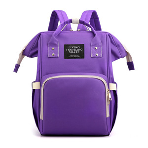 Multifunctional Mom Diaper Bag Backpack For Travel Nursing With Red Front Pocket Cream Waterproof Fabric Mommy Bag - Product Image 2