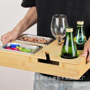 Wooden Sofa Snack Box With Compartments For Fruit Dried Fruit Drinks <b>TV</b> Viewing Living Room Use - Product Image 4