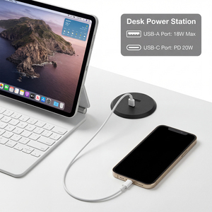 Chargeur <span class=keywords><strong>USB</strong></span> rond de 2 pouces pour téléphone, en ABS, avec <span class=keywords><strong>prise</strong></span> de charge <span class=keywords><strong>USB</strong></span> encastrée de haute qualité pour table/bureau, avec charge rapide PD20W - Product Image 5