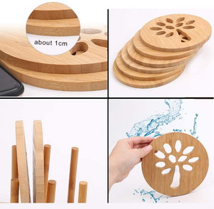 FSC FSC ชุดแผ่นรองจานร้อนสำหรับห้องครัวที่<span class=keywords><strong>วาง</strong></span>กาน้ำชาที่ทำจากไม้ไผ่ธรรมชาติ - Product Image 3