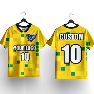 Camiseta de Fútbol Amarillo Verde al por Mayor, Estilo Retro Vintage, Personalizable, Tallas Grandes Disponibles, Uniforme para Torneo - Product Image 1