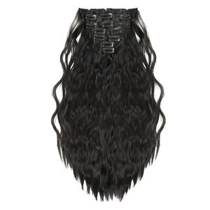 ต่อผมแบบคลิปหนีบ 7 ชิ้น ทรงผมลอนคลื่นแบบยุโรปอเมริกัน ทำจากเส้นใยทนความร้อนสูง สีดำ ผมยาวเป็นลอน สำหรับผู้หญิง - Product Image 5