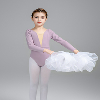 C302210 Nouveautés - Justaucorps de danse à manches longues pour filles, avec jupe, vêtements de danse pour enfant