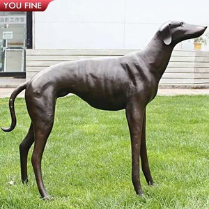 YOUFINE - Estatua de Perro Sentado Elegante de Bronce Fundido a Medida, Adorno Artístico de Galgo <span class=keywords><strong>Italiano</strong></span> para la Entrada de la Villa y Decoración del Jardín - Product Image 4