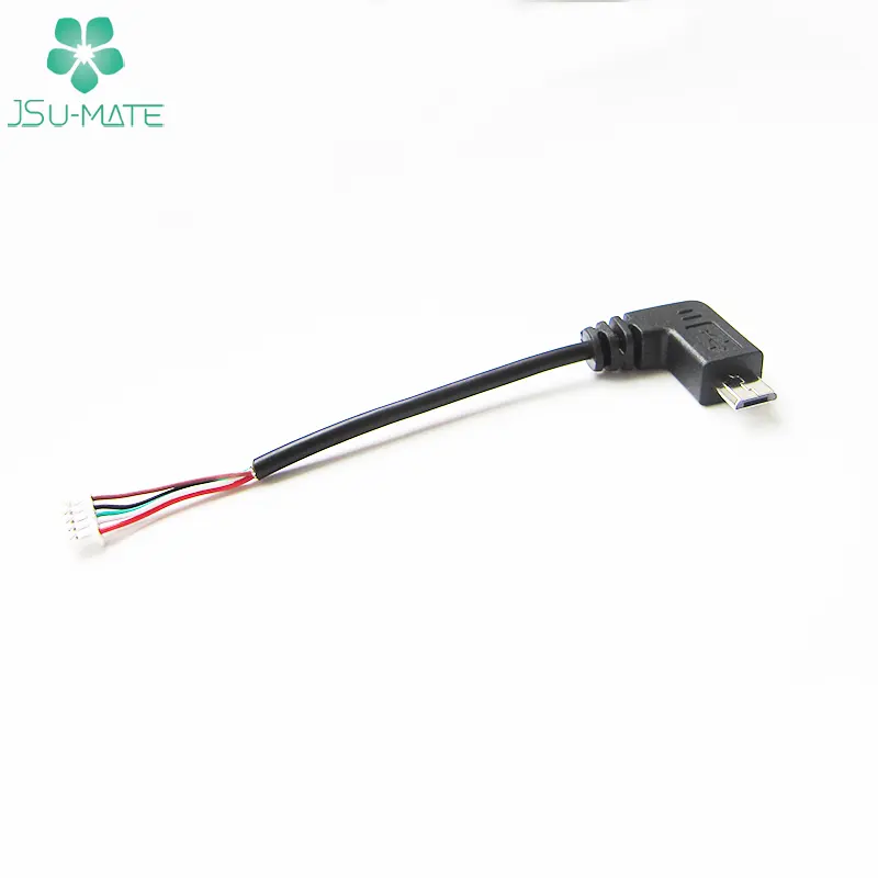Custom Right/Left Angle Micro USB 5 Pin Power Cable Assembly Molex JST 4 Pin 5 Pin Micro USB Assembly Cable