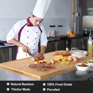 <span class=keywords><strong>Planche</strong></span> à découper en bambou surdimensionnée avec cannelure à jus Blocs à découper géants en bambou - Product Image 4