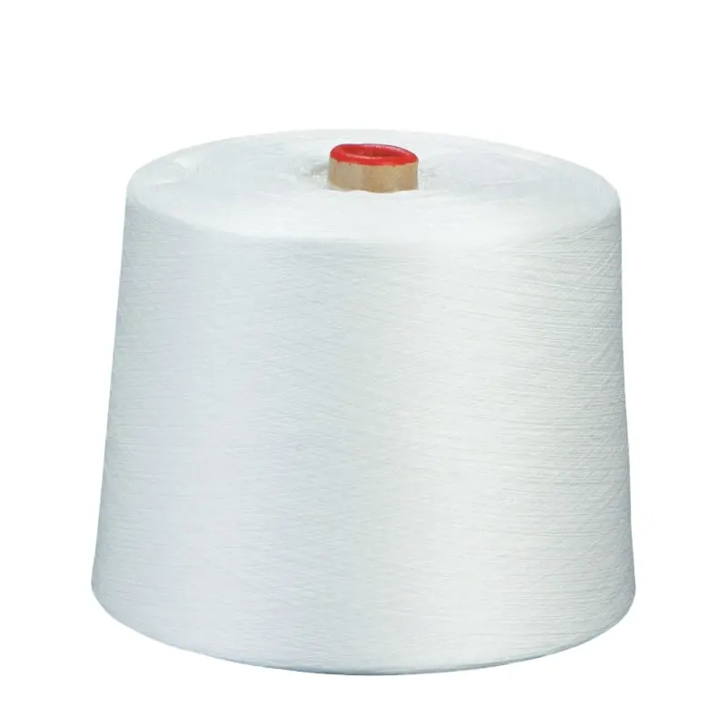 Fil filé en polyester blanc brut 50/2 Fil filé à anneaux en polyester 100%