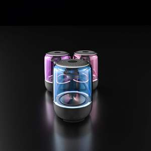 Mini-enceinte sans fil transparente en cristal TWS avec lumière d'ambiance RGB sept couleurs, subwoofer audio pour bureau et soirées à domicile - Product Image 4