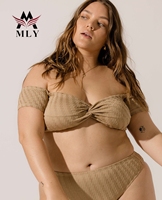 Mly New Custom Getextureerde Tweedelige Bescheiden Badkleding Brutale Plus Size Bikini Set Voor Dames