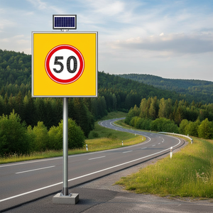 Panneau de signalisation routière LED solaire 50 km/h 100 x 100 cm – Avertissement et alerte de sécurité - Product Image 3