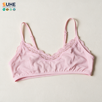 SUHE Soutien-gorge de sport sans couture en dentelle pour femme, col rond, bretelles spaghetti, maintien léger, respirant, bralette de yoga, couleur unie