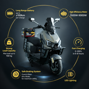 Moto à grande vitesse alimentée par batterie au plomb-acide 72V 32Ah pour adultes - Product Image 3