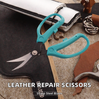 Ciseaux de réparation de chaussures en cuir industriels Geesong, tête courbée, lame en acier inoxydable, bord lisse, manche en plastique vert, design incurvé