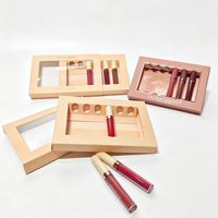 Kit de Maquillage Personnalisé avec Logo Privé : Crème à Lèvres Mate Naturelle, Crayon à Lèvres Marron Nude et Rouge à Lèvres Liquide en Coffret