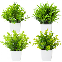 Planta Artificial de Eucalipto en Maceta, Pequeña Simulación de Vegetación Plástica para Decoración Interior y Exterior
