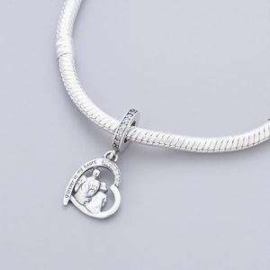 Abalorios de Plata 925 para Pulsera Original, Diseño Madre, Hija, Padre, Niña, Perro, 'Para <span class=keywords><strong>Siempre</strong></span> en Mi Corazón', para Creación de Joyas, Nuevo - Product Image 5