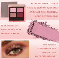 Palette de fards à paupières personnalisée avec logo, vente en gros, pigment lisse, poudre compacte, fini mat, satiné, scintillant, résistant à la transpiration