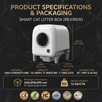 Litière pour chat OEM intelligente, autonettoyante, désodorisante, avec surveillance électrique, caméra vidéo, IA, grande capacité 72L et quatre couches