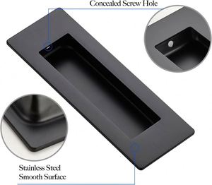 WEKIS Modernas Manijas Empotradas Cuadradas de Acero Inoxidable SS304 Negro Mate para Puertas Correderas de Armario, Tiradores Empotrados Ambidiestros para Apartamentos - Product Image 3