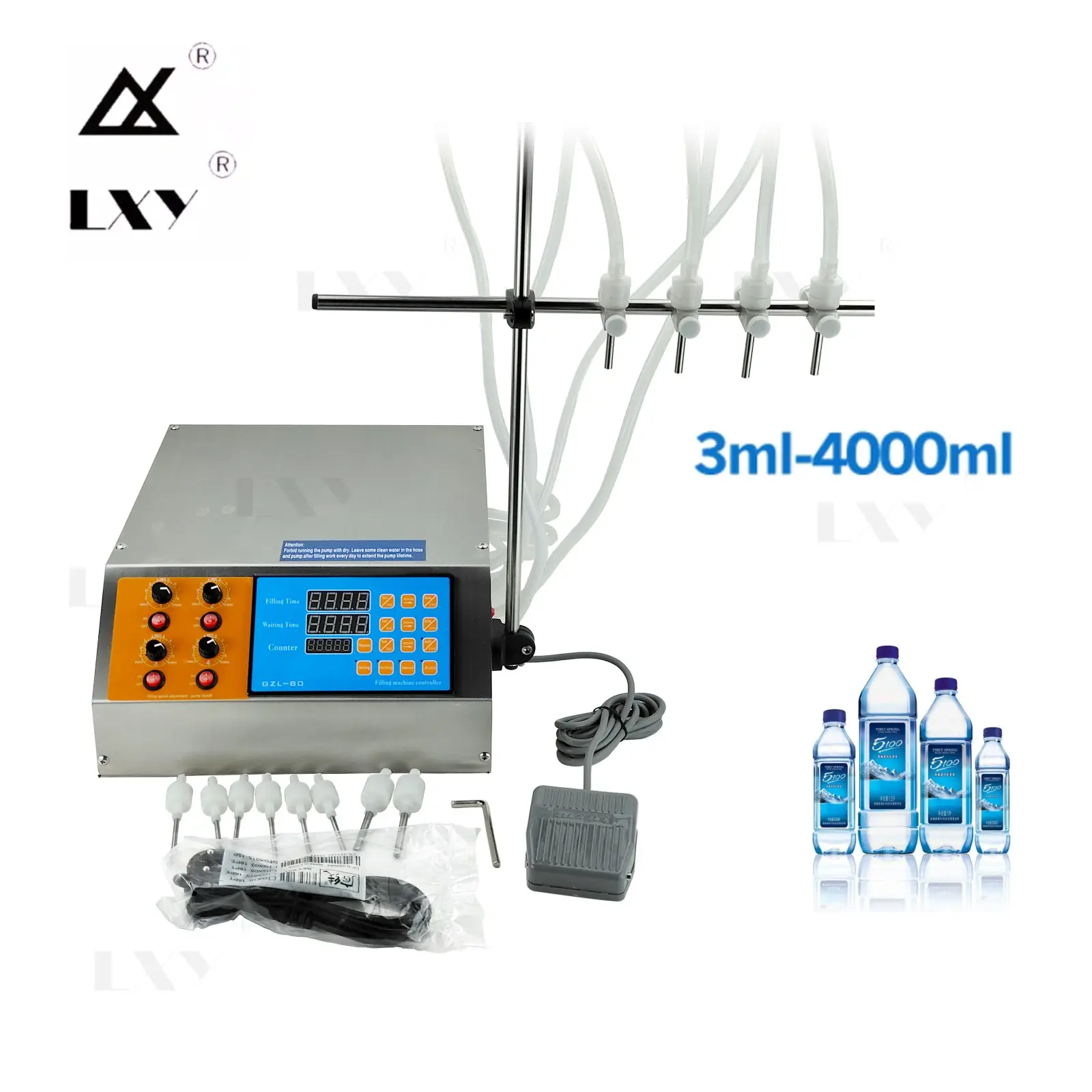 GZL 4 Köpfe Flüssigkeits füll maschine Vier Düsen füller Elektrische digitale Steuer pumpe 0-4000ml Für Parfüm Wassers aft trinken F.