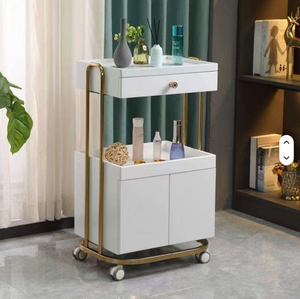 Nouveaux chariots de beauté haut de gamme 2026, outils de salon de beauté, chariots de salon multifonctions à roulettes, cadre doré, chariots de beauté avec double rangement - Product Image 3