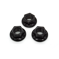 Écrou à bride en acier au carbone, oxyde noir, dentelé, anti-desserrage, hexagonal, haute résistance, avec rondelle intégrée