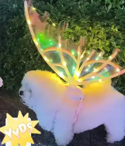 Dog led wings pet puppy toy flapping wings glow angel fairy butterfly wings
