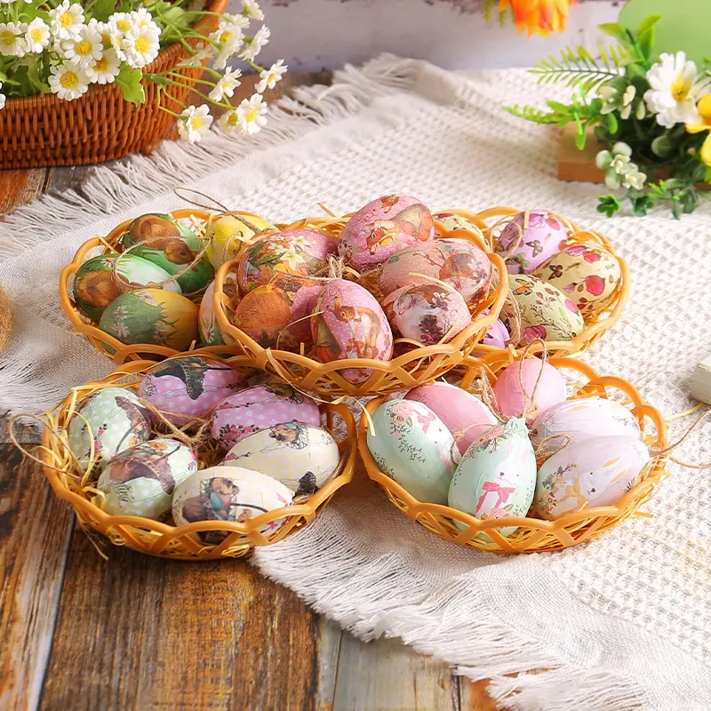 2024 thiết kế mới thiết lập của 6 pcs Easter giỏ màu 6 cm Easter trứng Easter trang trí trang trí nội thất