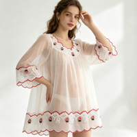 Vente en gros de dentelle en coton blanc de 10 cm avec bordure rouge, dentelle à volants, broderie de fraises pour la décoration de vêtements pour bébés et jupes