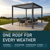 Pergola à lames orientables en aluminium, toit motorisé, gazebo résistant au vent, lames rabattables, drainage dissimulé, auvent pour patio, jardin, cour arrière