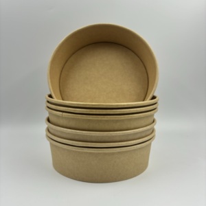 Envase Redondo de Papel Kraft Desechable para Comida para Llevar, Tamaño Grande 1300ML 1450ML, con Tapa - Product Image 3