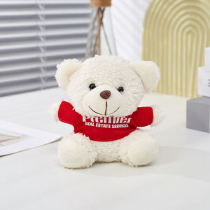 Grosir 12cm gantungan kunci boneka beruang Teddy Logo kustom mainan beruang Teddy dengan kemeja hadiah promosi - Product Image 4