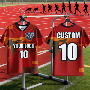 Camiseta de Fútbol Roja y Verde de Último Diseño, Estilo Retro Vintage, Tejido Transpirable para Competencia Deportiva - Product Image 2