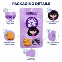 Sachet Doypack personnalisé imprimé avec trou de suspension pour snacks au tofu de poisson et aliments à base de protéines de soja, thermoscellable