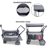 CHENYUE Chariot pliable pour enfants à 2 places avec auvent, cadre en acier Oxford 600D, poussette-chariot à pousser et à tirer