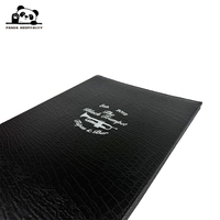 Porte-menu en cuir PU grain crocodile noir sur mesure, vente en gros, dossier de menu haut de gamme pour hôtel, café