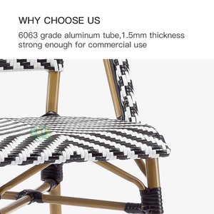 Ghế xếp ngoài trời kiểu Pháp bằng kim loại và mây nhựa (E3007) dùng cho nhà hàng, quán ăn - Product Image 4