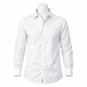 Camisa de Negocios Blanca Premium para Hombre, Mezcla de Algodón, Poliéster y Satén, Manga Larga, Camisa Profesional de Oficina - Product Image 1