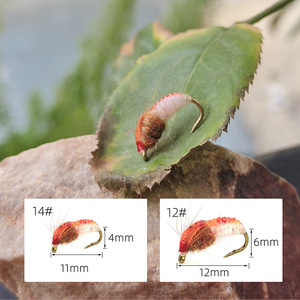 Amaker - Señuelos de Pesca con Mosca, 5 Unidades por Caja, Color Carne, Señuelos Biónicos para Trucha, Cebo Artificial Suave para Lubina, Perca, Salmón, Pesca en Agua Dulce - Product Image 3