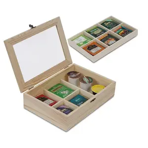 Деревянная чайная коробка с отделениями, 11 отделений, индивидуальная деревянная отделка, 2-слойная Упаковка для чая