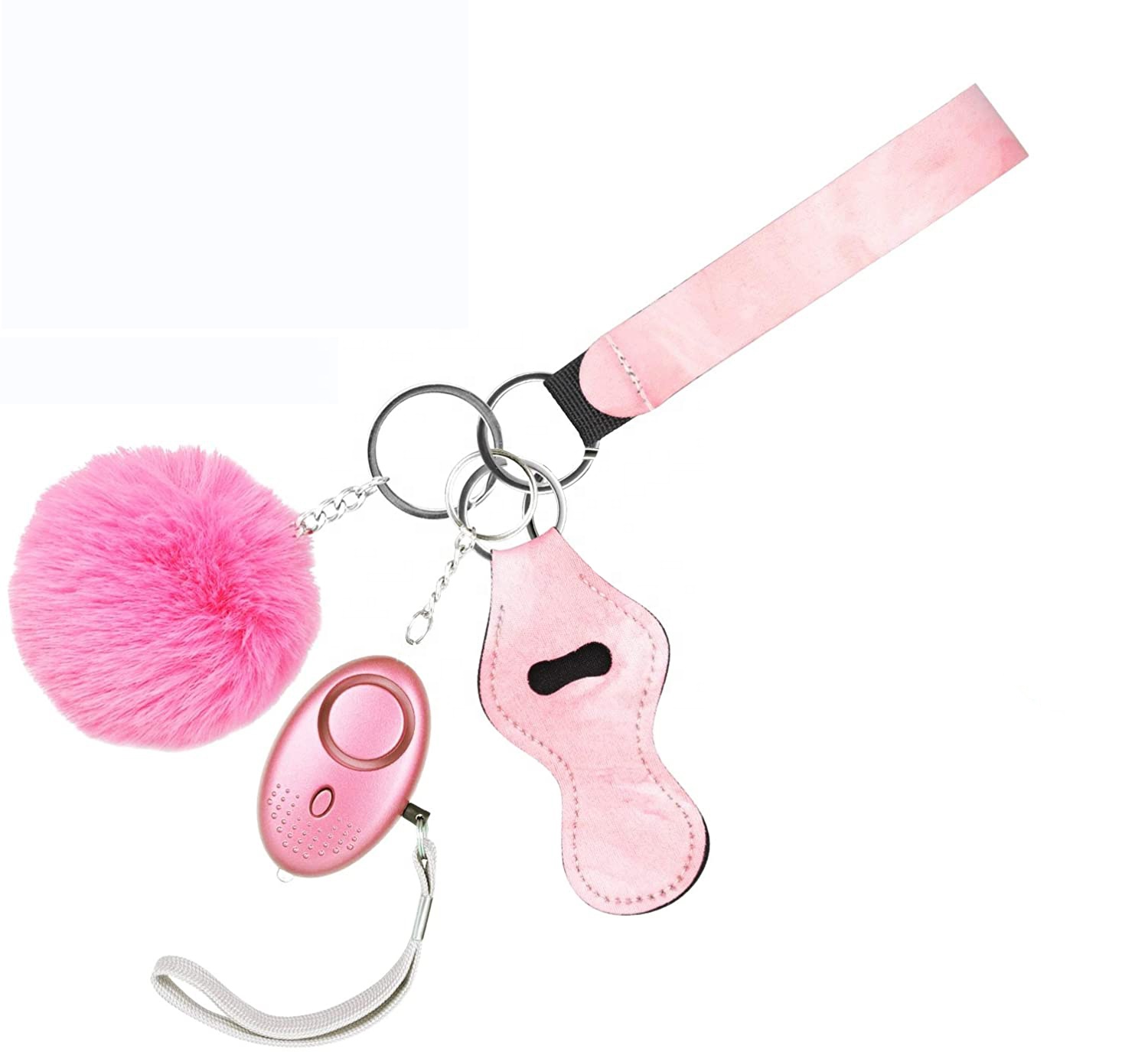 Набор женских брелоков с помпоном и блеском для губ