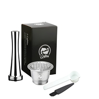 Capsule de café rechargeable en acier inoxydable pour machine à expresso avec 1 cuillère et 1 brosse