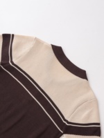 Suéter Casual Transpirable con Parches Retro para Mujer, Verano 2026, Manga Corta, Estilo Preppy, Tejido de Punto, Cuello Camisero Vintage