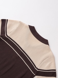Haut tricoté décontracté respirant pour <span class=keywords><strong>femme</strong></span>, style rétro patchwork, manches courtes, collection été 2026, mélange vintage, style preppy - Product Image 4