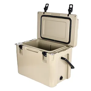 Everich-cofre de hielo duro con mango, caja enfriadora de pe para acampada, pesca, 25QT, nuevo diseño