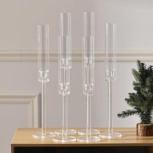 <strong>Candlestick</strong> <strong>Tall</strong> clear Plastic Candle Holder <strong>Candlestick</strong> 5 Arms 8 Arm Wedding Centerpiece Vase Acrylic Candelabra - Product Image 2