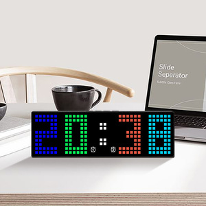 Réveil numérique RGB coloré créatif <span class=keywords><strong>avec</strong></span> commande vocale, fonction <span class=keywords><strong>de</strong></span> chronométrage, affichage 12/24H, alimentation USB, décoration d'intérieur, blanc - Product Image 3