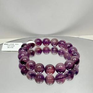 Pulsera elástica de cuentas redondas de 10mm de Super Seven púrpura genuina, inclusiones minerales completas, piedra de energía curativa de Chakra - Product Image 1