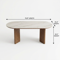 Table à manger ovale en bois massif de style américain moderne de luxe, fabrication directe d'usine, robuste, durable, écologique, garantie 5 ans